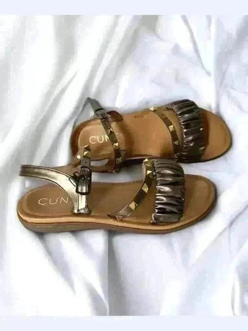 Dark Studded Casual Dress Comfort Wedges - cunei